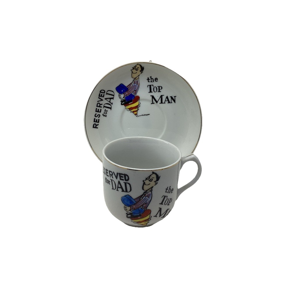 Vintage Reserved Top Man DAD Father Tea Cup Saucer Kitsch Japan #6720 Lefton